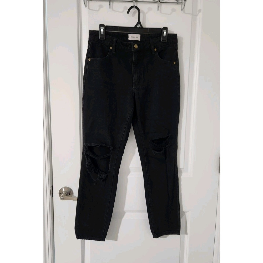 ROLLA'S  Miller Skinny Women's Jeans Pants Mid-Rise Distressed Black Size‎ 28